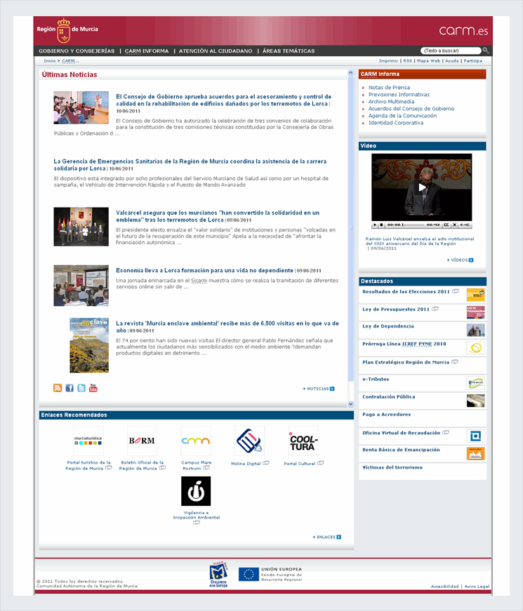 Pantalla de CARM Informa